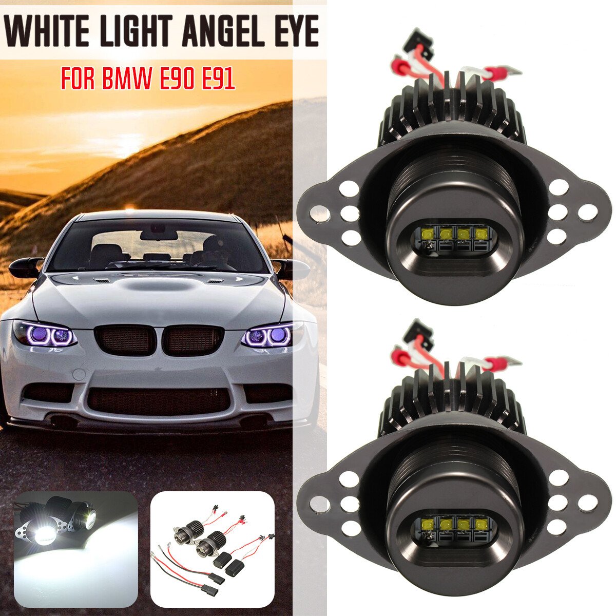 2x 40W LED Angel Eyes Halo Ring Light Bulb For BMW 3 Series E90 E91 LCI No Error, photo 2