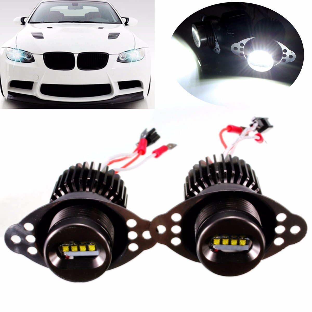 2x 40W LED Angel Eyes Halo Ring Light Bulb For BMW 3 Series E90 E91 LCI No Error, photo 3