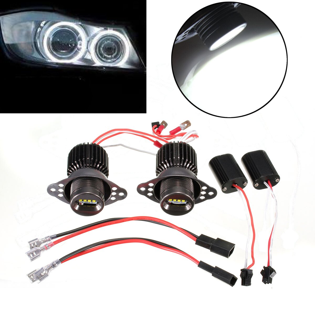 2x 40W LED Angel Eyes Halo Ring Light Bulb For BMW 3 Series E90 E91 LCI No Error, photo 5