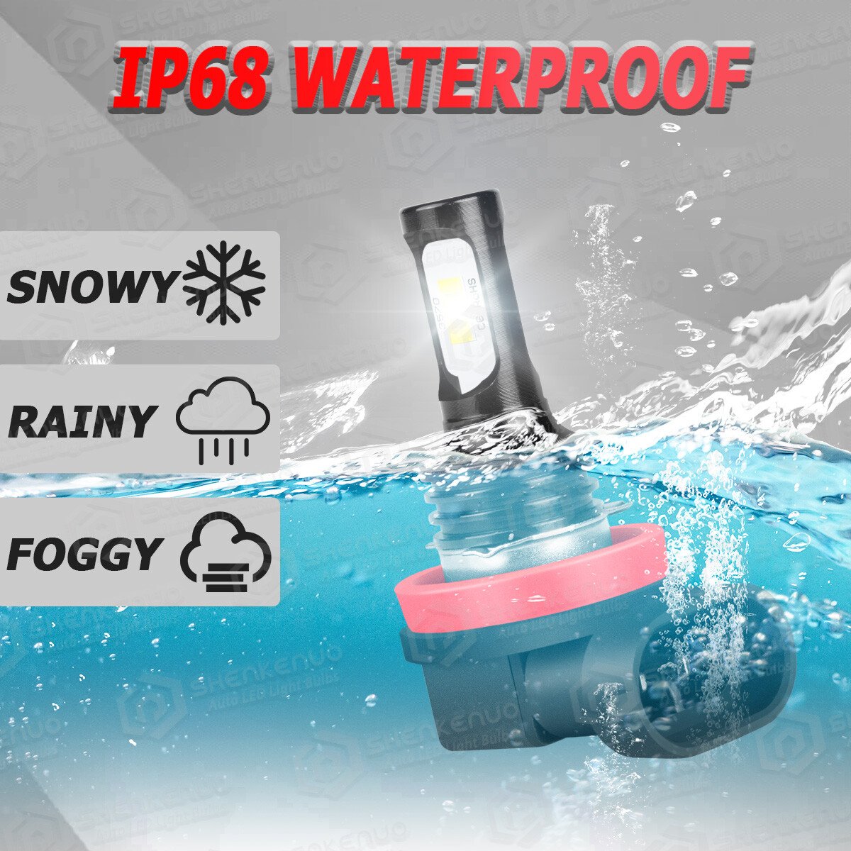 For Toyota Auris Front Fog Light Bulb LED H11 6000K White Fog Lamp 2pcs, photo 3