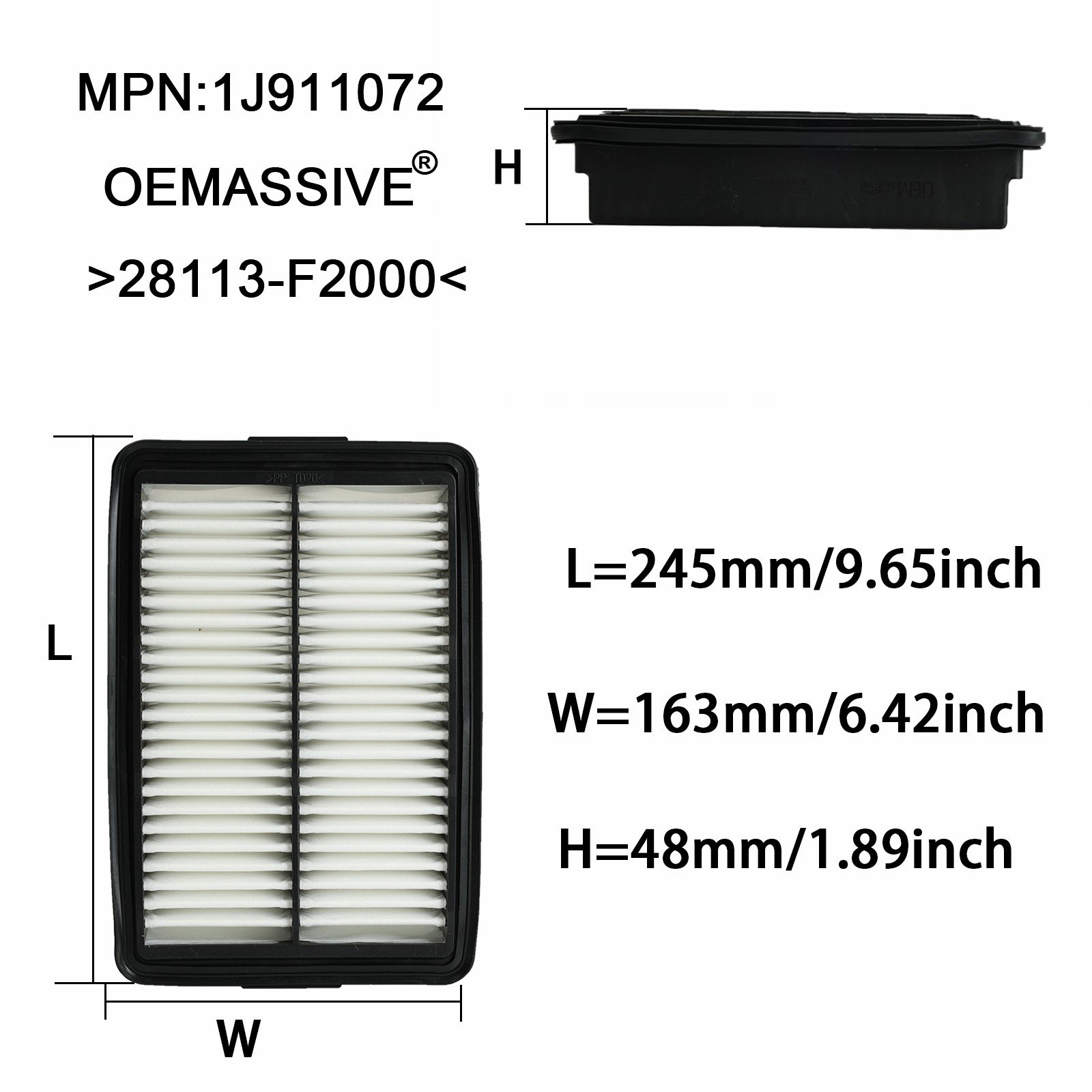 Engine Air Filter 28113-F2000 For Hyundai Elantra i30 Kia XCeed ProCeed 2018 on., photo 3